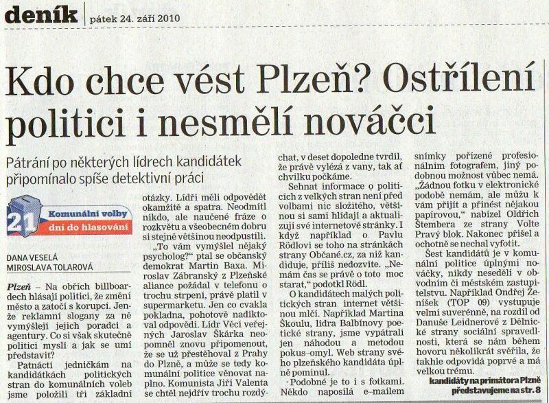 Plzeňský Deník 24.9.2010